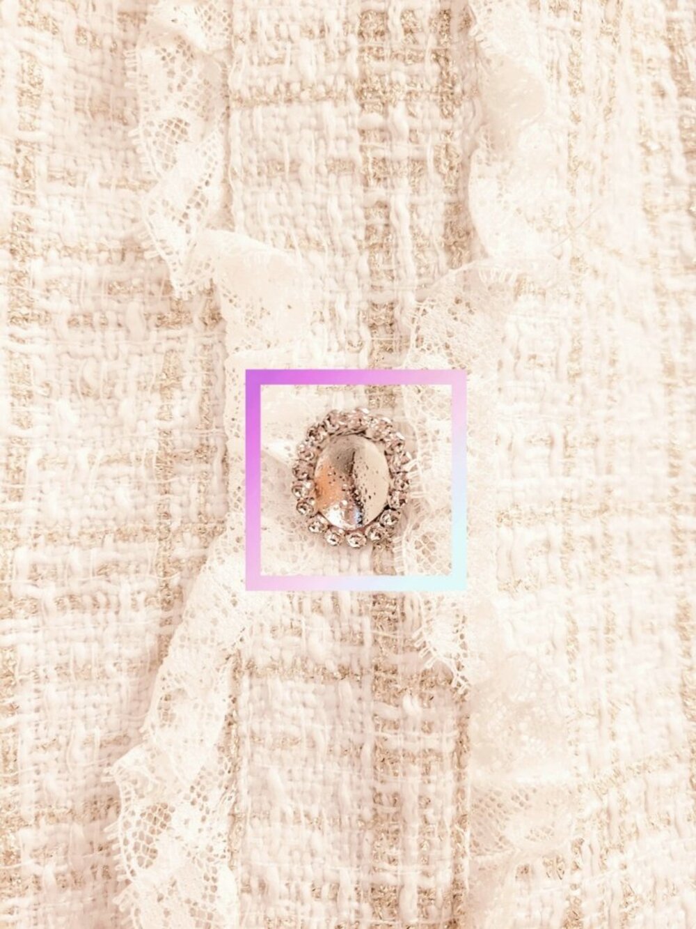 ANK ROUGE Flared Tweed Crystal Bijoux Button A-Line Mini Skirt - Picture 6 of 6
